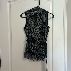 Beautiful black w white florals, lace texture, chiffon black underneath.